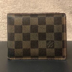 Men LOUIS VUITTON Damier Ebene Portefeiulle Florin Bifold Brown Checkered Wallet